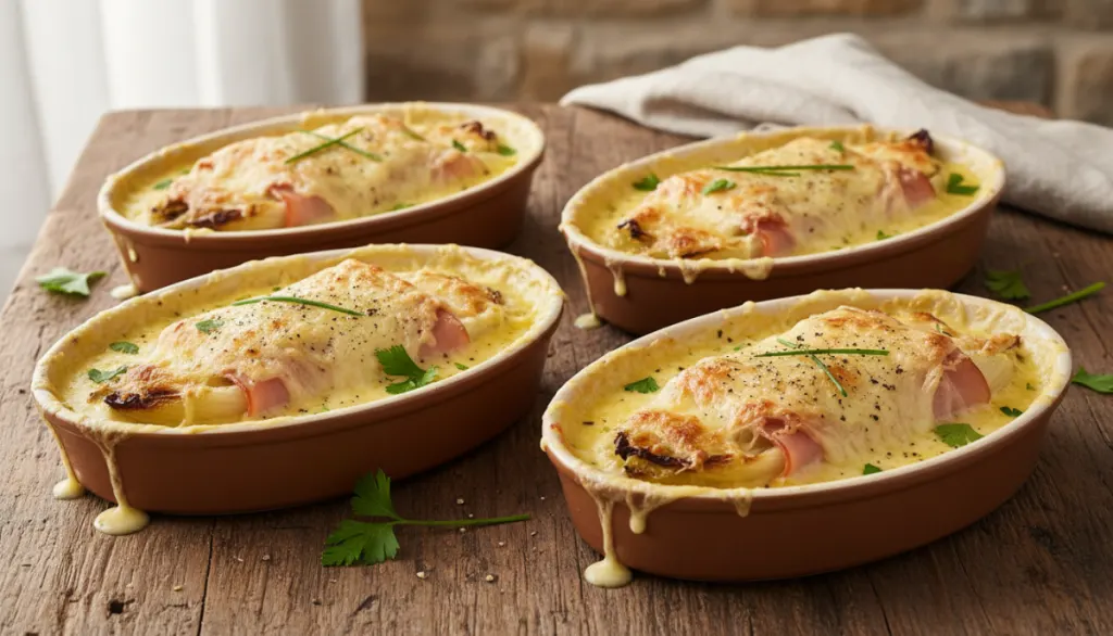 découvrez une recette gourmande d'endives au jambon réinventées avec un fondant absolu, une béchamel onctueuse et un parmesan doré, parfaite pour un repas réconfortant.